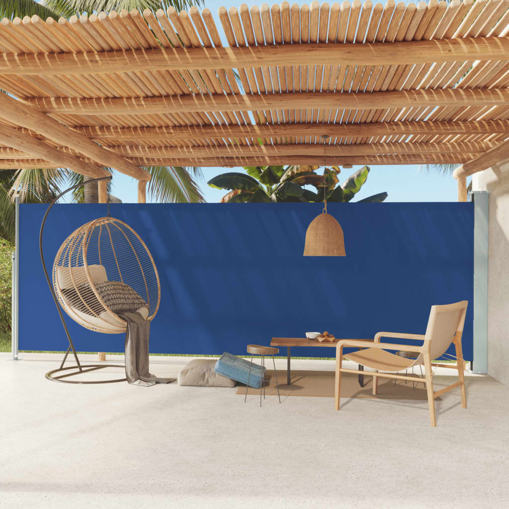 vida XL Seitenmarkise Ausziehbar 180x 600 cm Blau