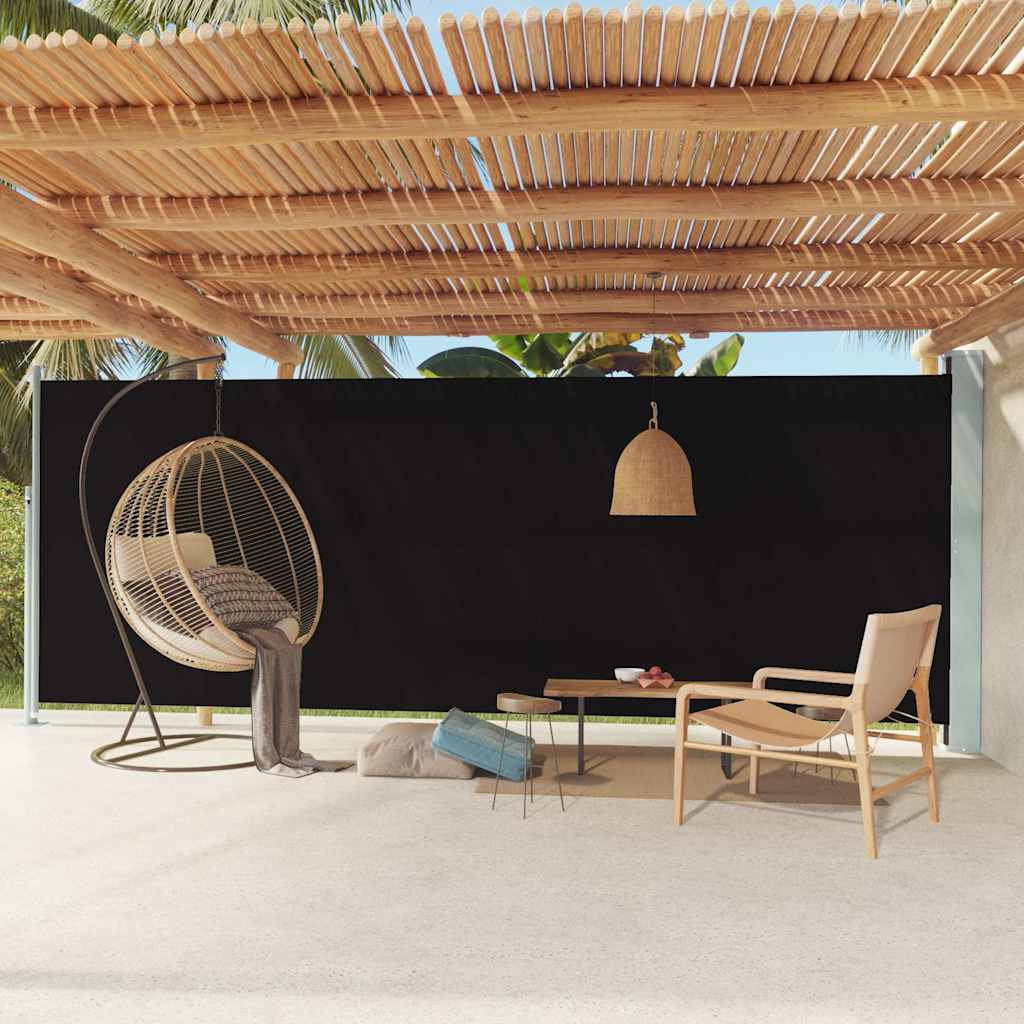 vida XL Seitenmarkise Ausziehbar 200x 600 cm Schwarz