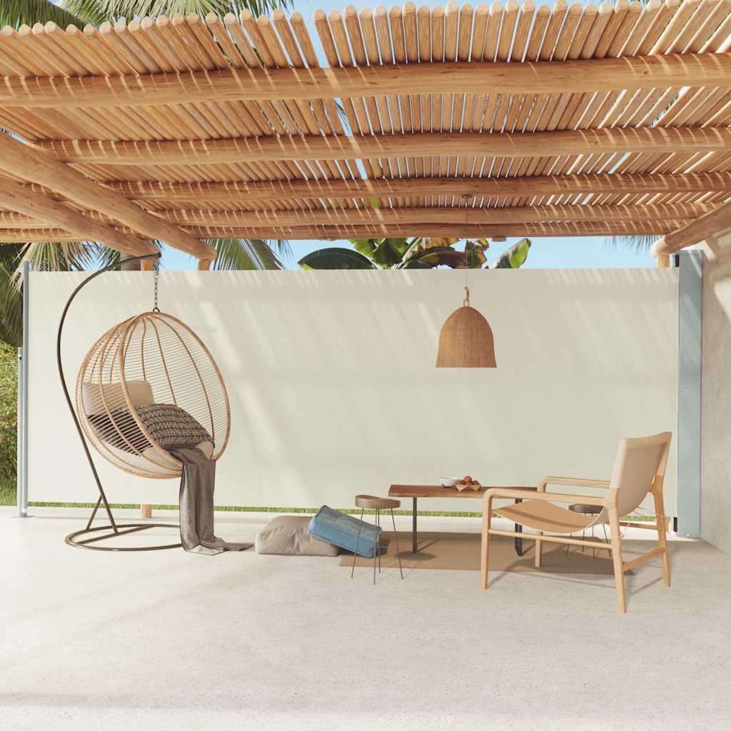 vida XL Seitenmarkise Ausziehbar 200x 600 cm Creme
