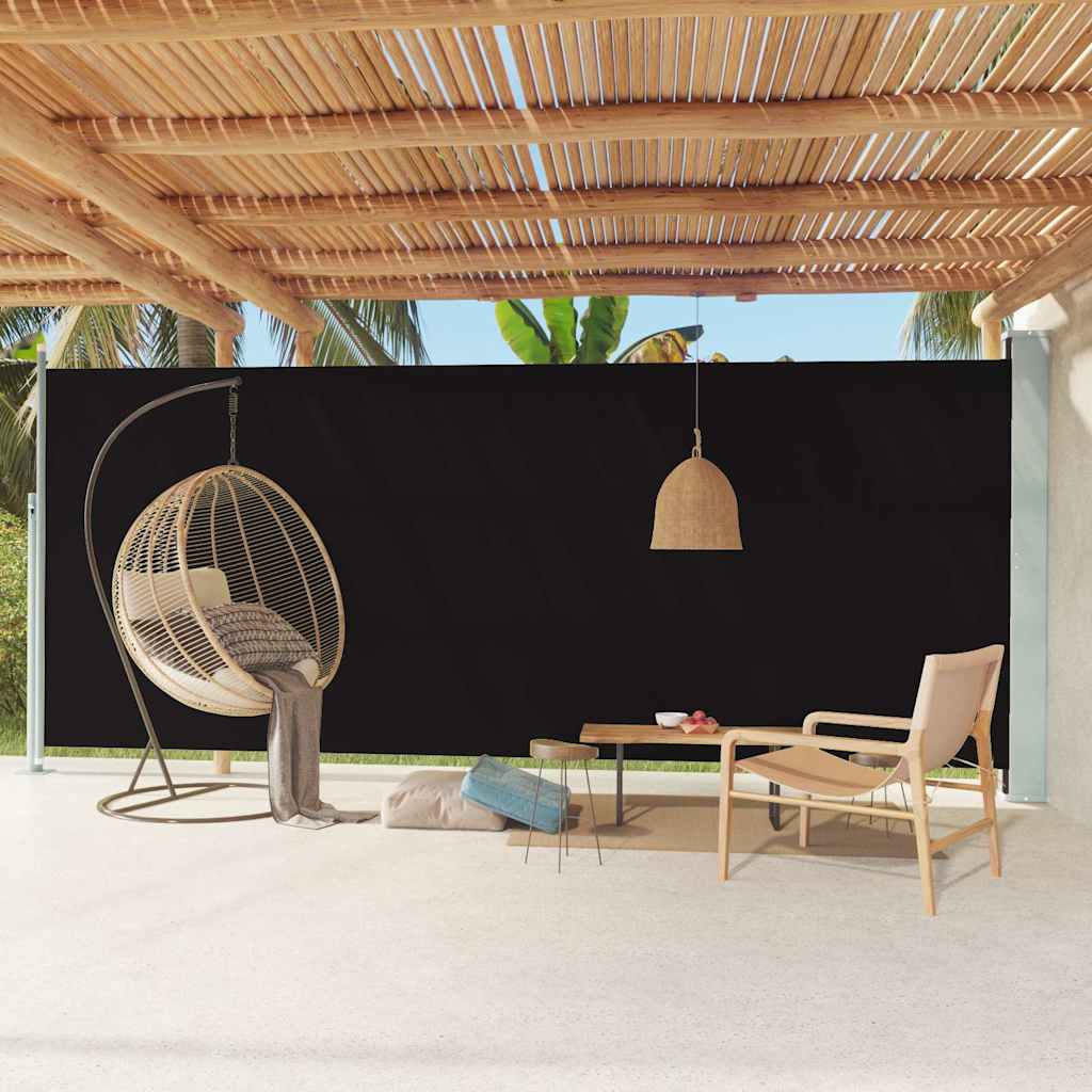 vida XL Seitenmarkise Ausziehbar 220x 600 cm Schwarz