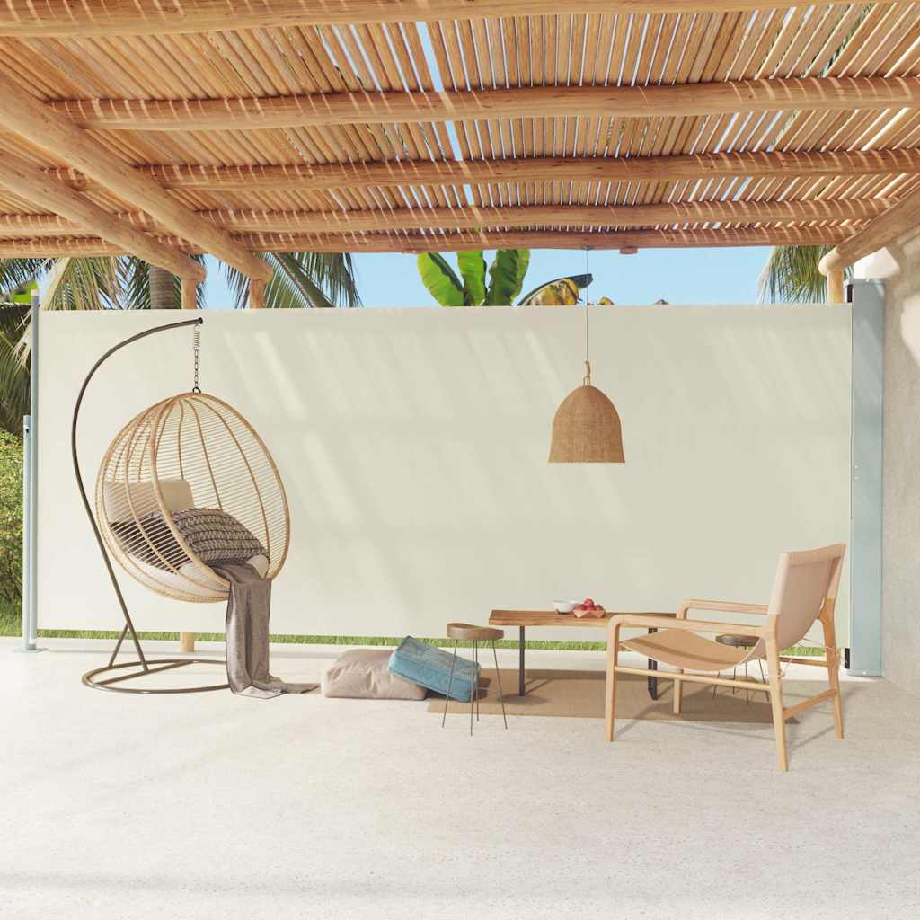 vida XL Seitenmarkise Ausziehbar 220x 600 cm Creme