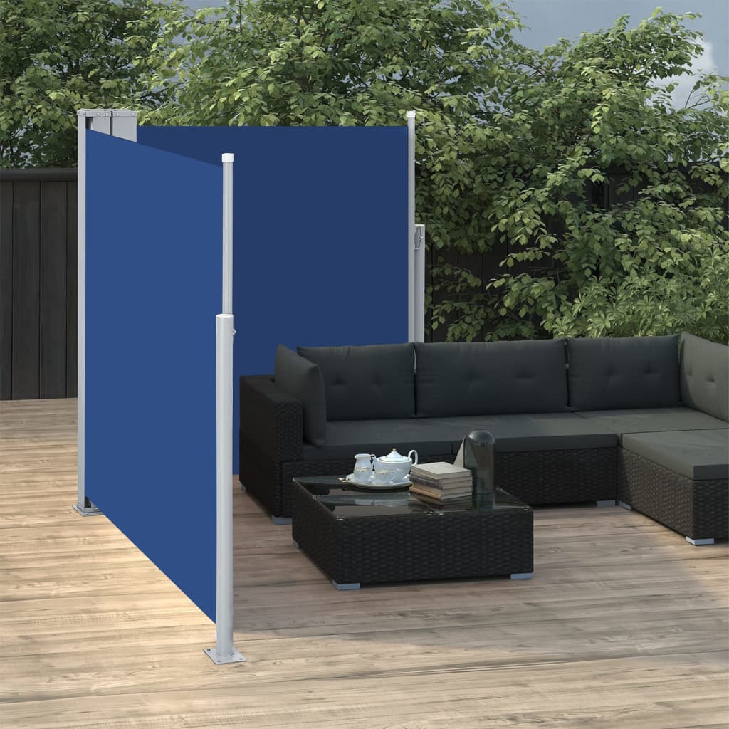 vidaXL Zaťahovacia bočná markíza modrá 160x600 cm
