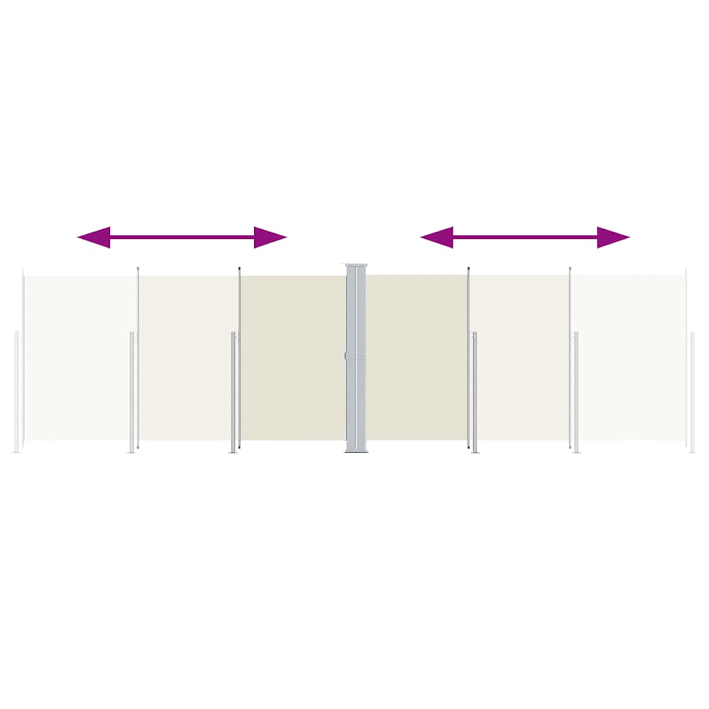 vidaXL Windscherm uittrekbaar 180x600 cm crèmekleurig afbeelding