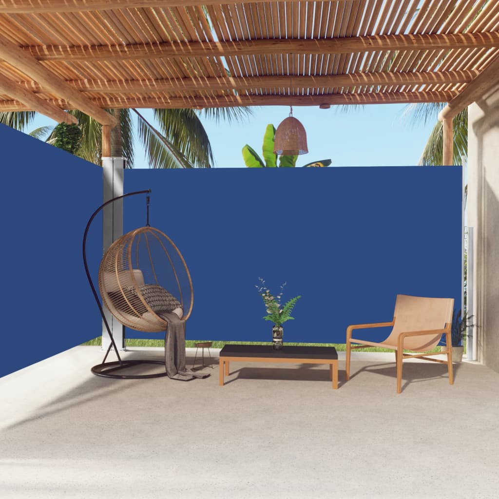 vida XL Seitenmarkise Ausziehbar Blau 200x 600 cm