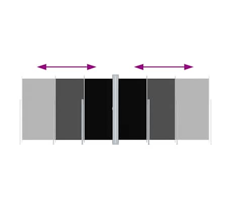 vidaXL Uttrekkbar sidemarkise 220x600 cm svart