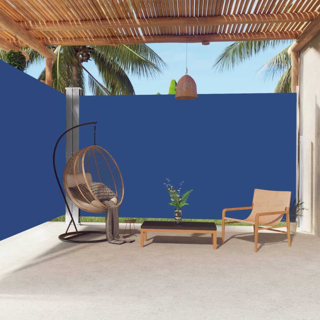 vida XL Seitenmarkise Ausziehbar Blau 220x 600 cm
