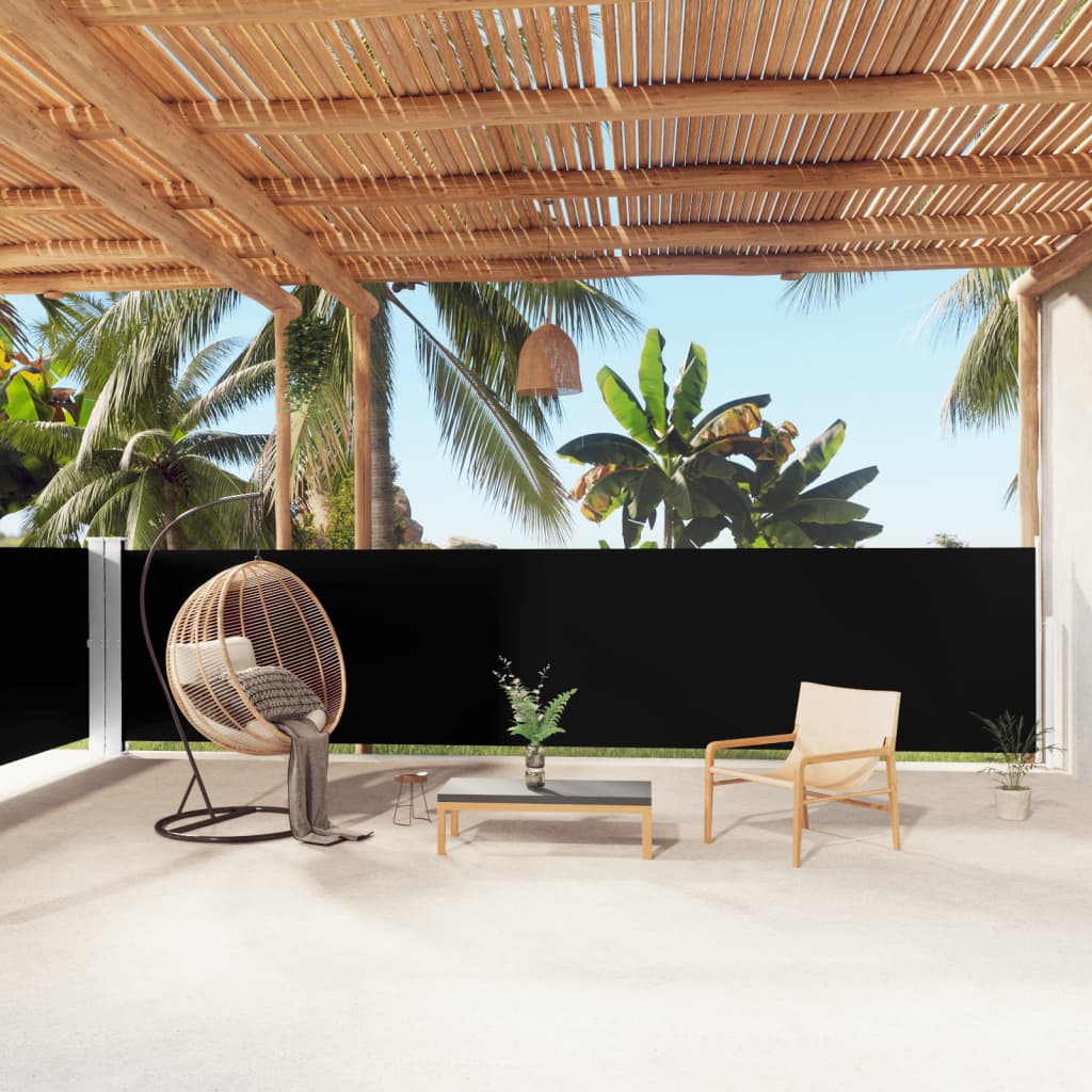 vida XL Seitenmarkise Ausziehbar Schwarz 140x 1000 cm