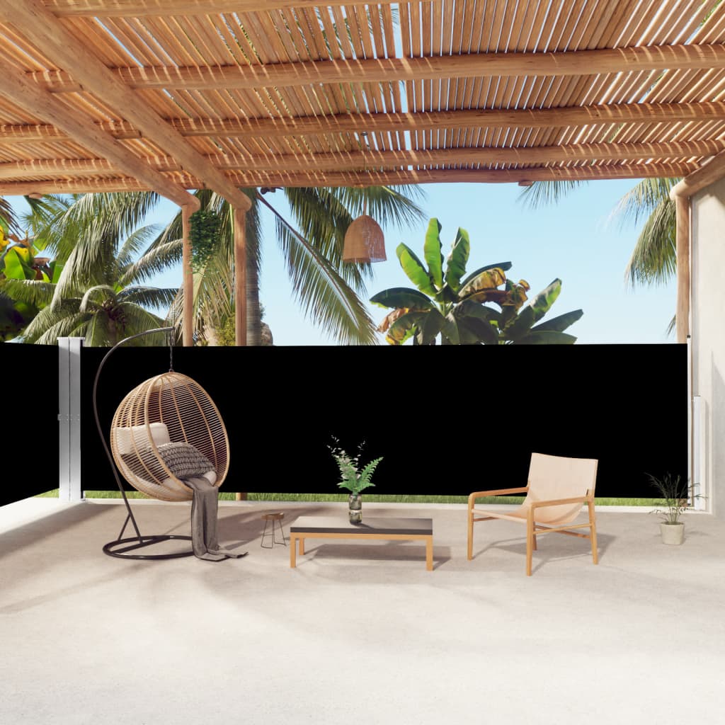 vida XL Seitenmarkise Ausziehbar Schwarz 160x 1000 cm
