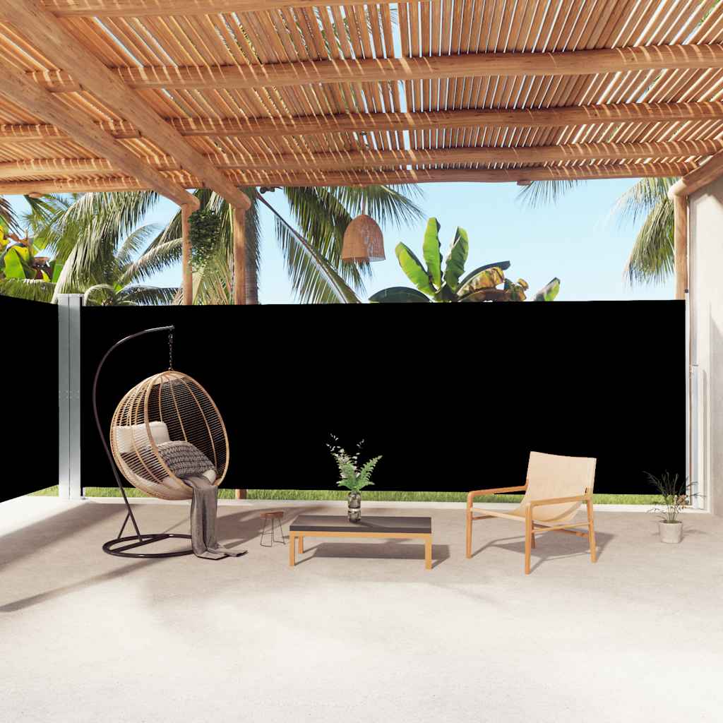 vidaXL Toldo lateral retrátil 200x1000 cm preto