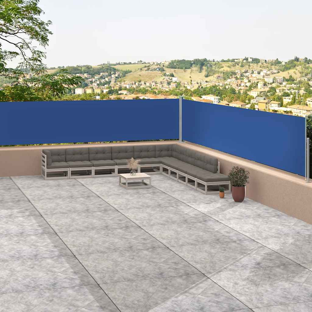 vida XL Seitenmarkise Ausziehbar Blau 117x 1200 cm