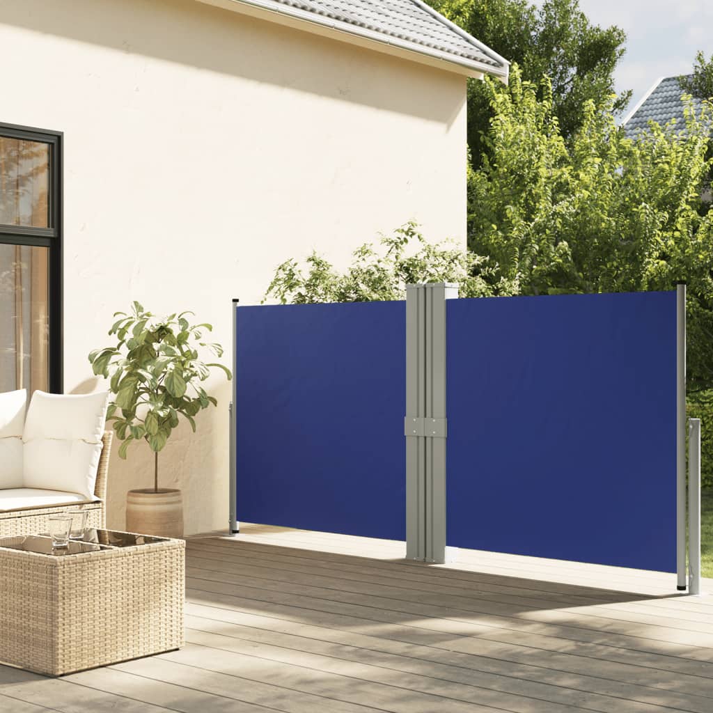 vida XL Seitenmarkise Ausziehbar Blau 140x 1200 cm