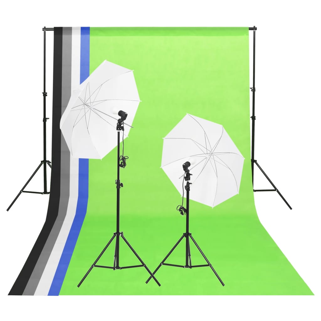 vidaXL Kit lumini studio foto, fundaluri şi umbrele vidaXL