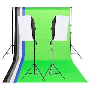 vidaXL stuudio valgustuskomplekt taustade ja softboxidega