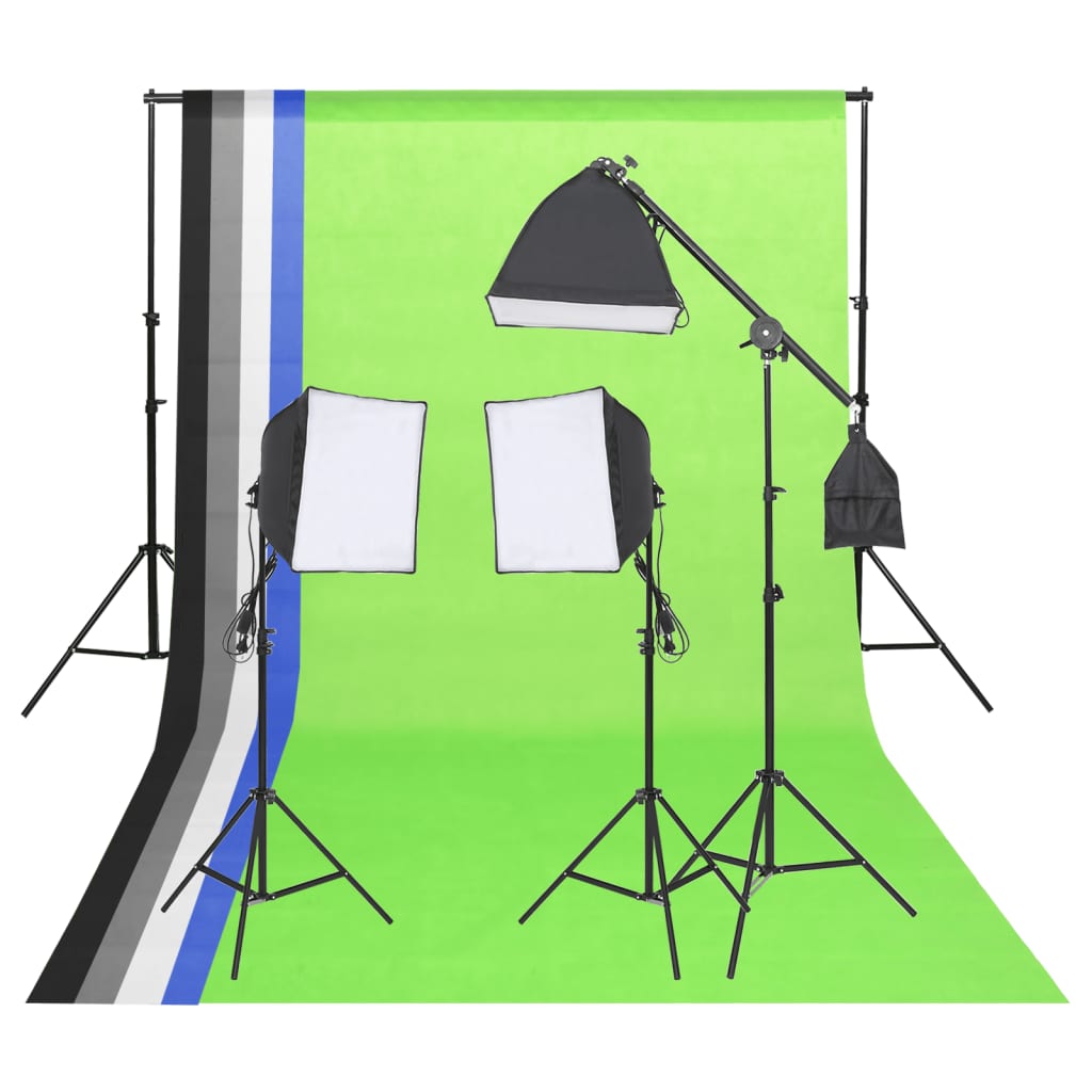 vidaXL Kit de iluminat pentru studio foto cu fundaluri și reflector