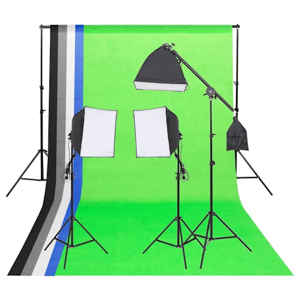 vidaXL fotostuudio valgustuskomplekt taustapiltide ja reflektoriga