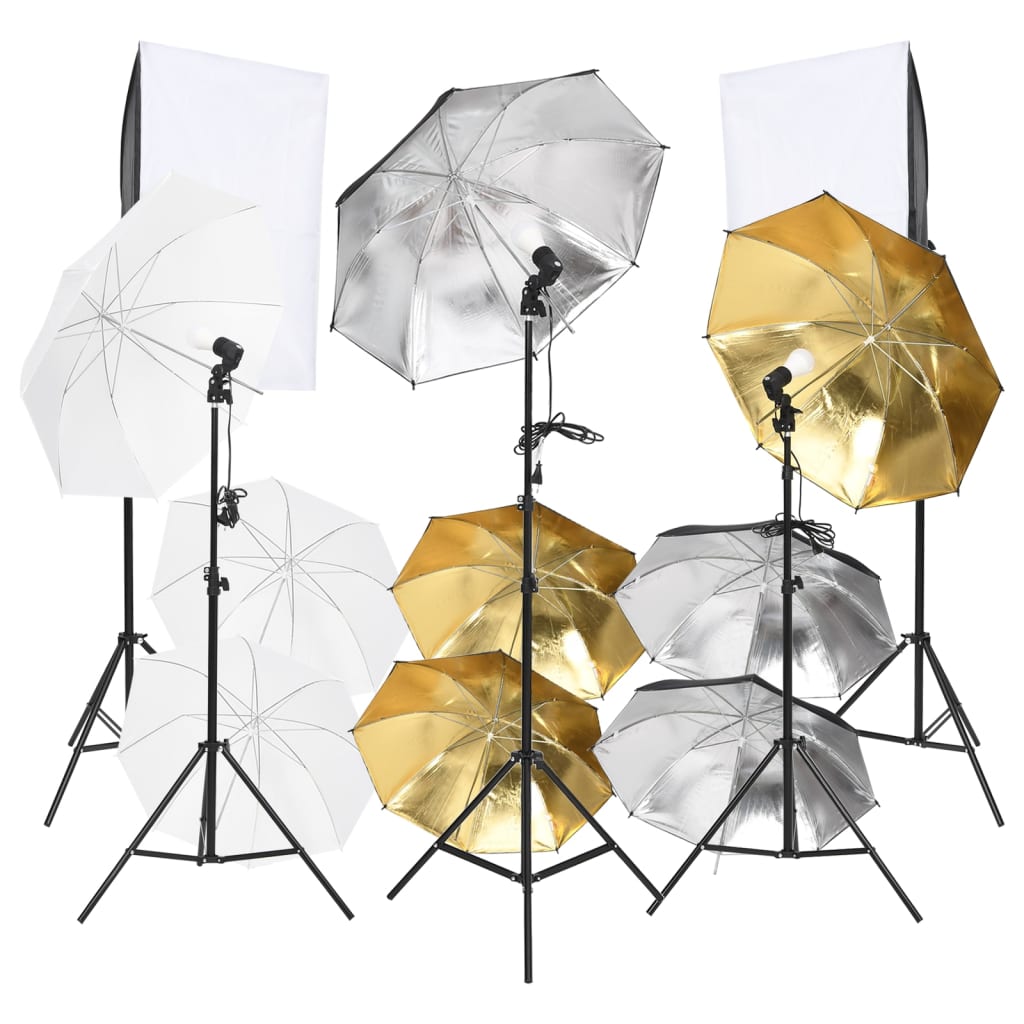 Kit de studio photo 9 pcs avec éclairage et boîtes à lumière