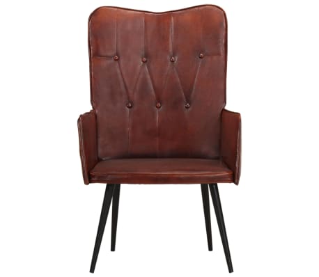 vidaXL Wingback стол, кафяв, естествена кожа