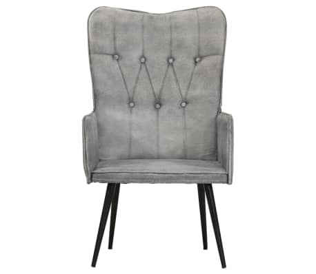 vidaXL Fotelja s krilnim naslonom od platna siva