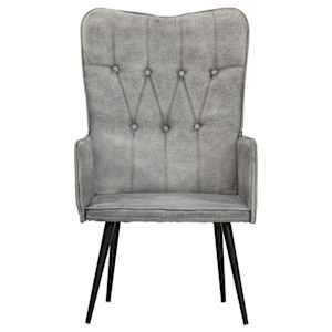vidaXL Fotel z wysokim oparciem, szary, obity pł&oacute;tnem