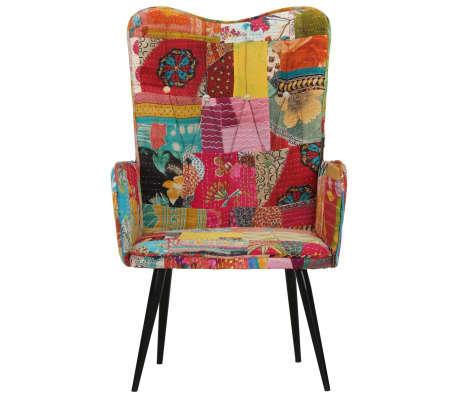 vidaXL Ohrensessel Patchwork Mehrfarbig Canvas