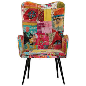 vidaXL Ohrensessel Patchwork Mehrfarbig Canvas