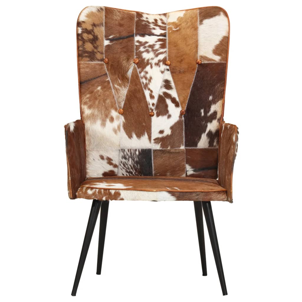 

vidaXL Fauteuil harig echt leer bruin en wit