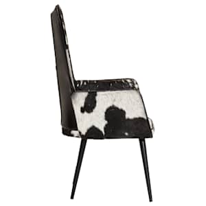vidaXL Chaise &agrave; oreilles poilue Noir et blanc Cuir v&eacute;ritable