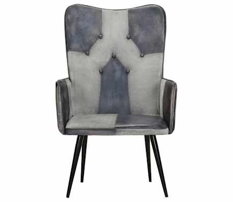 vidaXL Chaise &agrave; oreilles Gris Cuir v&eacute;ritable