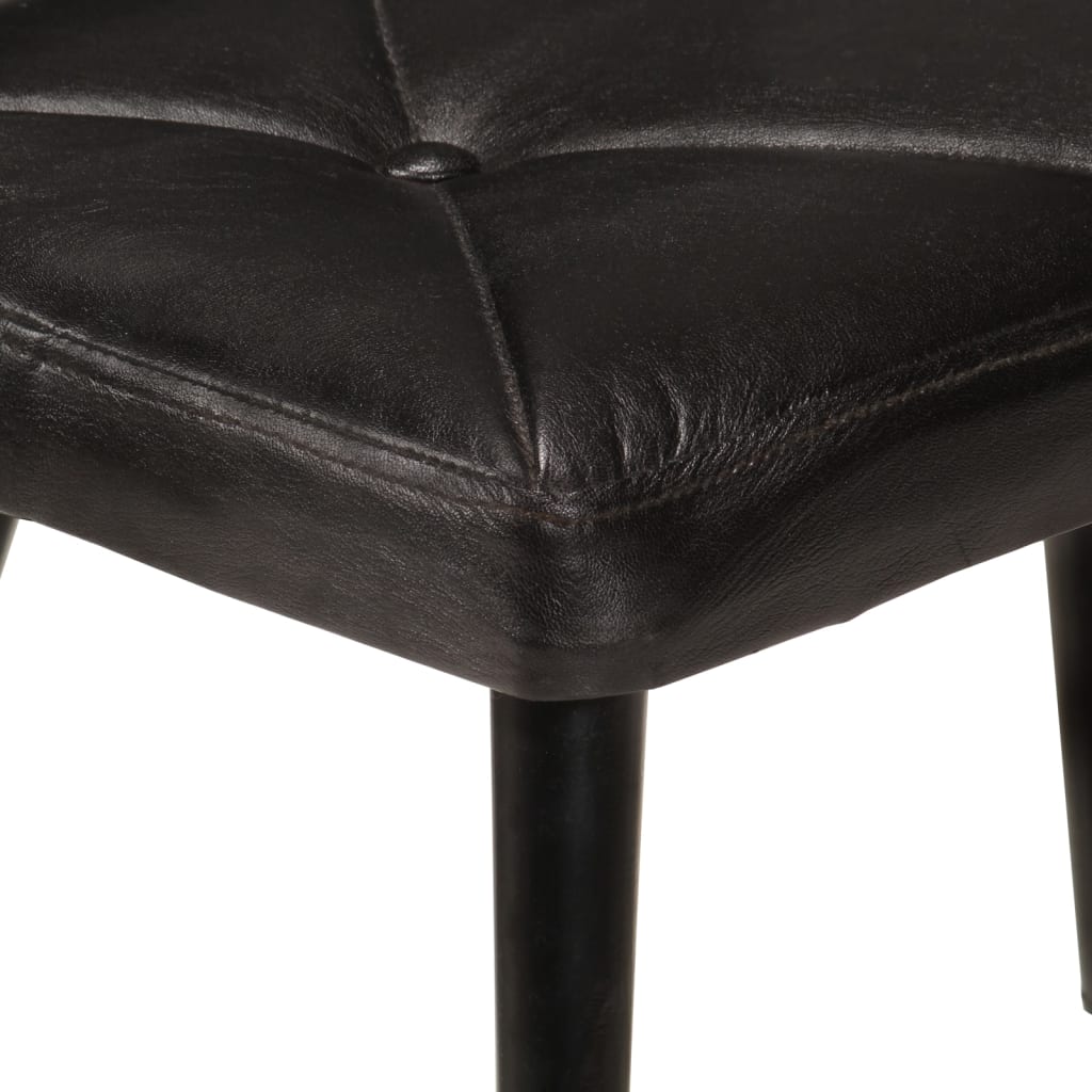 Fekete valódi bőr szárnyas szék lábtartóval 