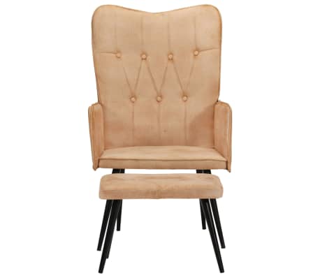 vidaXL Ohrensessel mit Hocker Creme Canvas