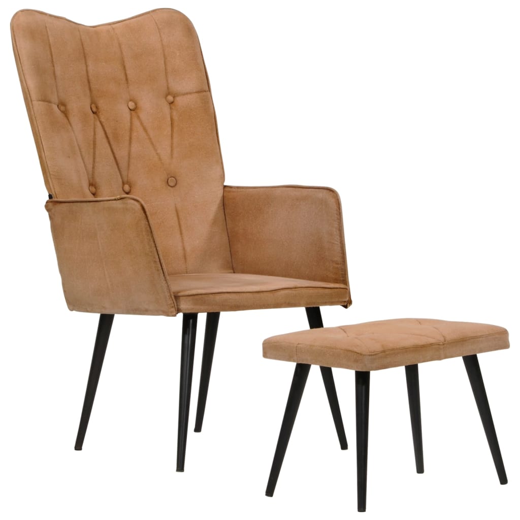 atpūtas krēsls ar kājsoliņu, brūns audekls