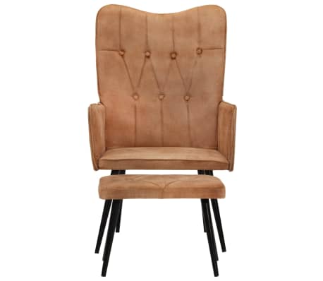 vidaXL Krėslas su pakoja, rudos spalvos, drobė