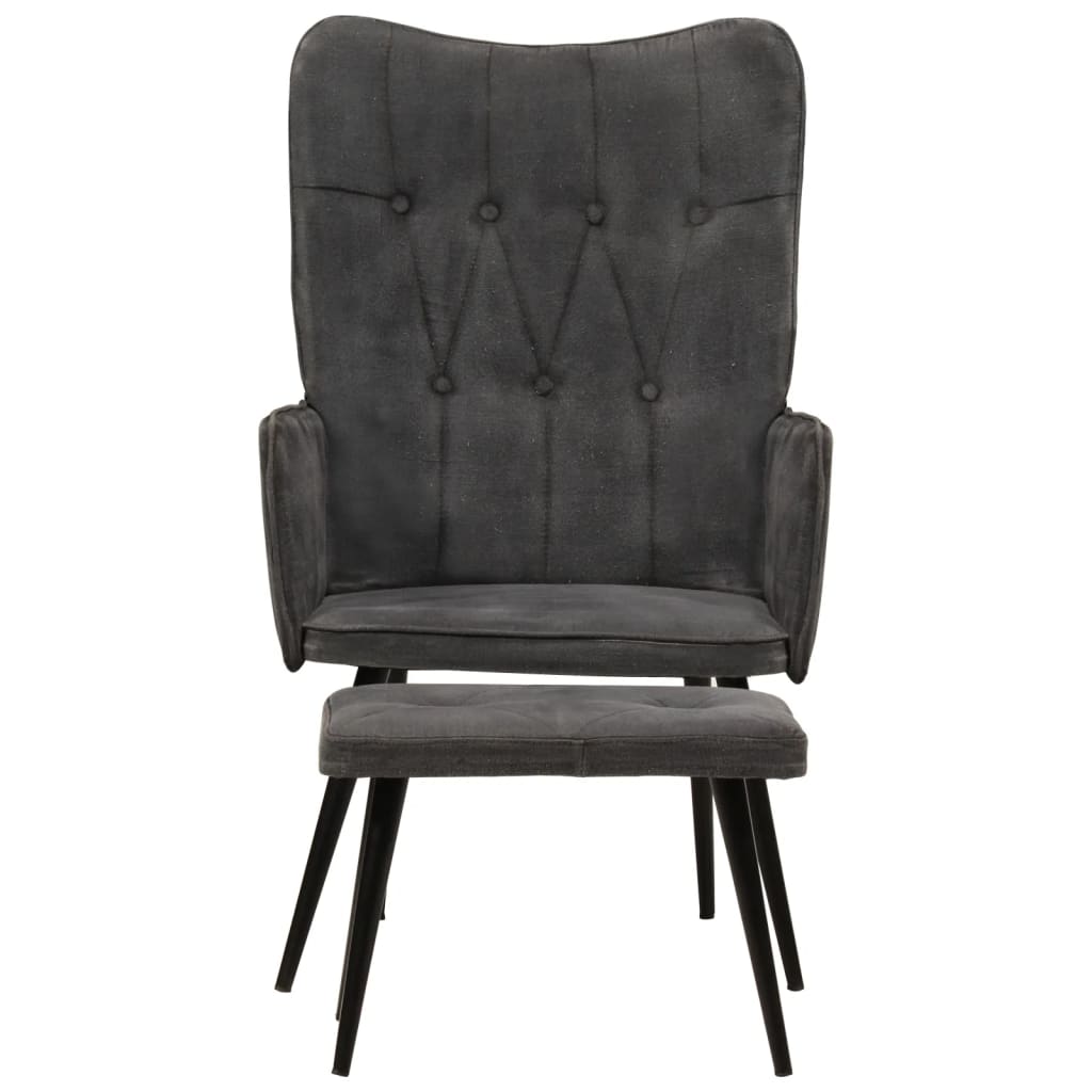 vidaXL Kreslo wingback s podnožkou čierne vintage plátno