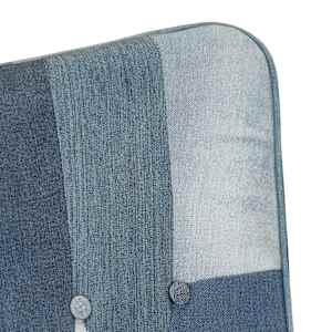 Křeslo s podnožkou modré denim patchwork plátno - obrázek 5