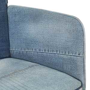 Křeslo s podnožkou modré denim patchwork plátno - obrázek 6