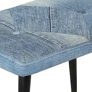 Křeslo s podnožkou modré denim patchwork plátno - obrázek 9