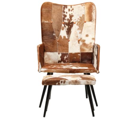 vidaXL Poltrona a Schienale Alto con Poggiapiedi marrone in Vera Pelle