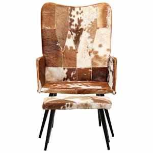 vidaXL Poltrona a Schienale Alto con Poggiapiedi marrone in Vera Pelle