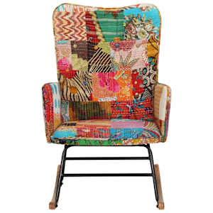 Houpací křeslo vícebarevné patchwork plátno - obrázek 2