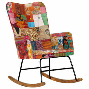 Houpací křeslo vícebarevné patchwork plátno - obrázek 5
