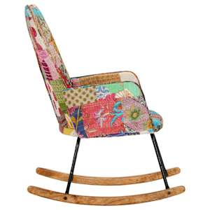 Houpací křeslo vícebarevné patchwork plátno - obrázek 8