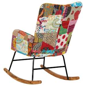 Houpací křeslo vícebarevné patchwork plátno - obrázek 7