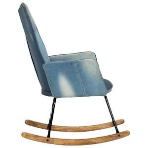 Houpací křeslo modré denim patchwork plátno - obrázek 8