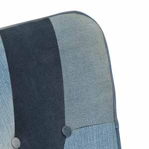 Houpací křeslo s podnožkou modré denim patchwork plátno - obrázek 5
