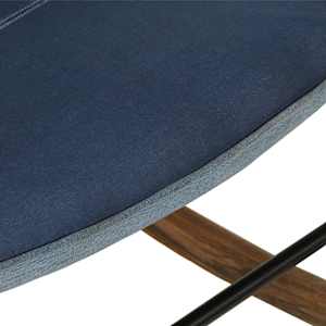 Houpací křeslo s podnožkou modré denim patchwork plátno - obrázek 8