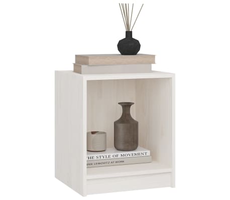 vidaXL Nattbord hvit 35,5x33,5x41,5 cm heltre furu