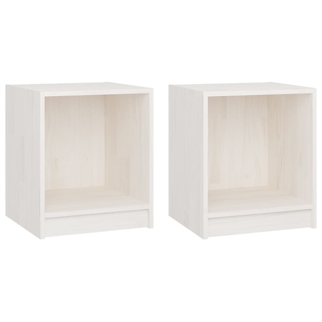 vidaXL Noční stolky 2 ks bílé 35,5x33,5x41,5 cm masivní borové dřevo