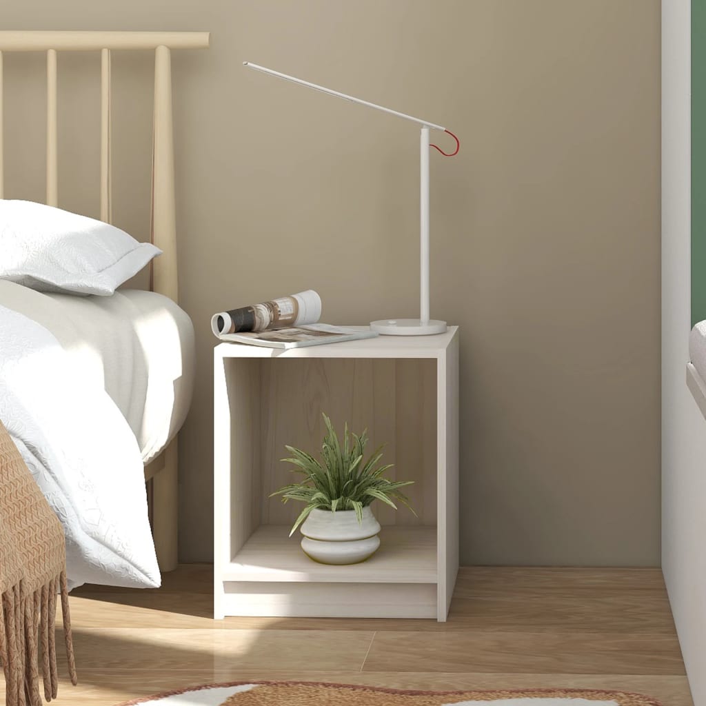 vidaXL Nachtkastjes 2 st 35,5x33,5x41,5 cm massief grenenhout wit afbeelding