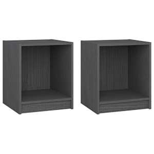 Noční stolky 2 ks šedé 35,5x33,5x41,5 cm masivní borové dřevo - obrázek 2