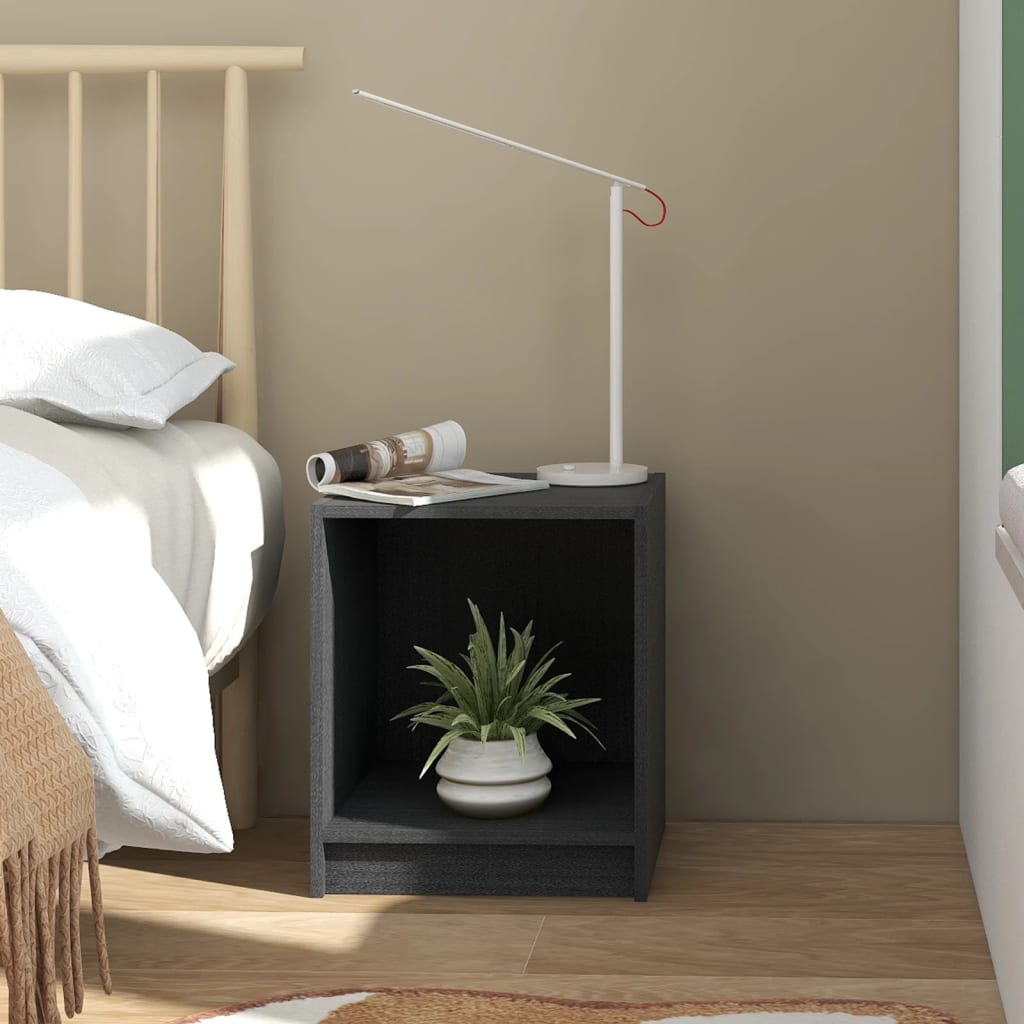 vidaXL Nachtkastjes 2 st 35,5x33,5x41,5 cm massief grenenhout grijs afbeelding